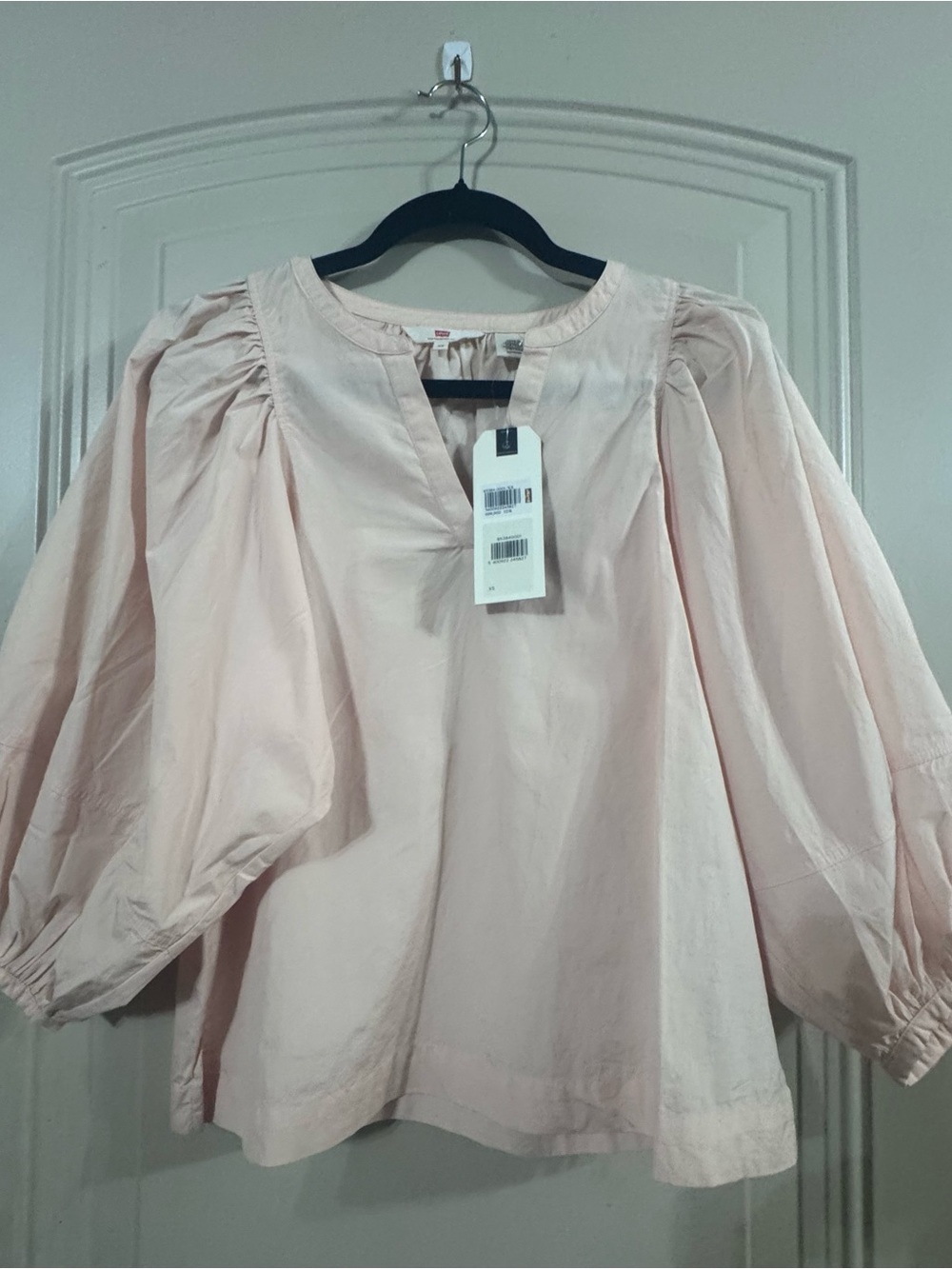 Levi's Light Pink Balloon Sleeve Peasant Top